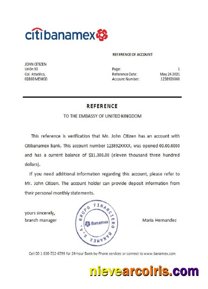 Mexico Citibanamex bank reference